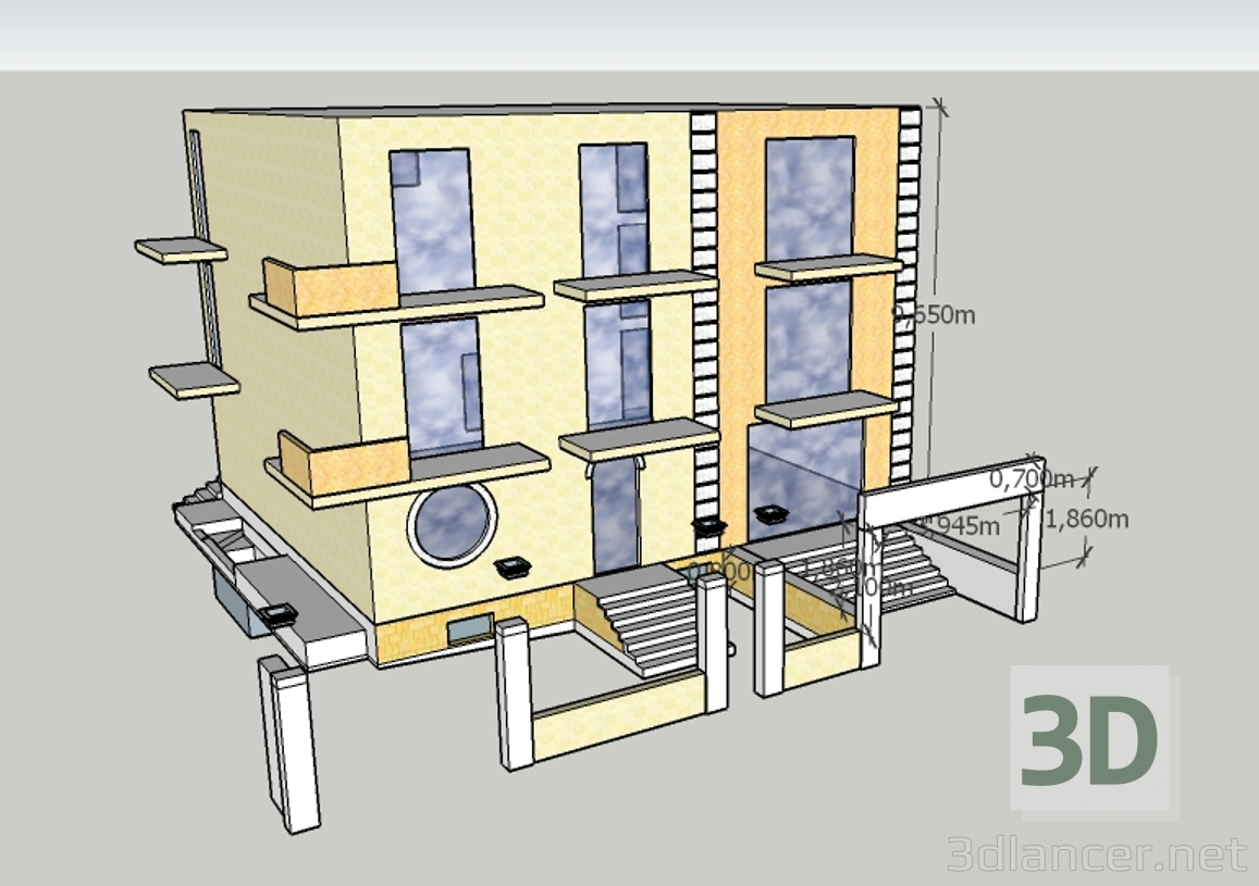 3d модель Гостевой дом – превью