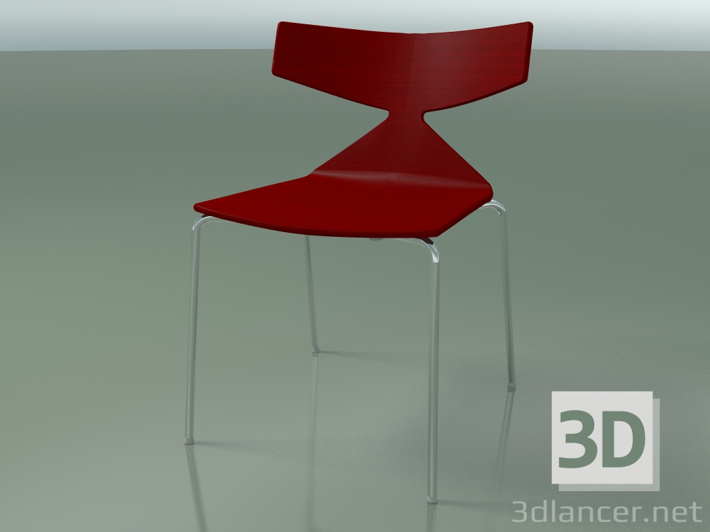 3d model Stackable chair 3701 (4 metal legs, Red, CRO) - preview