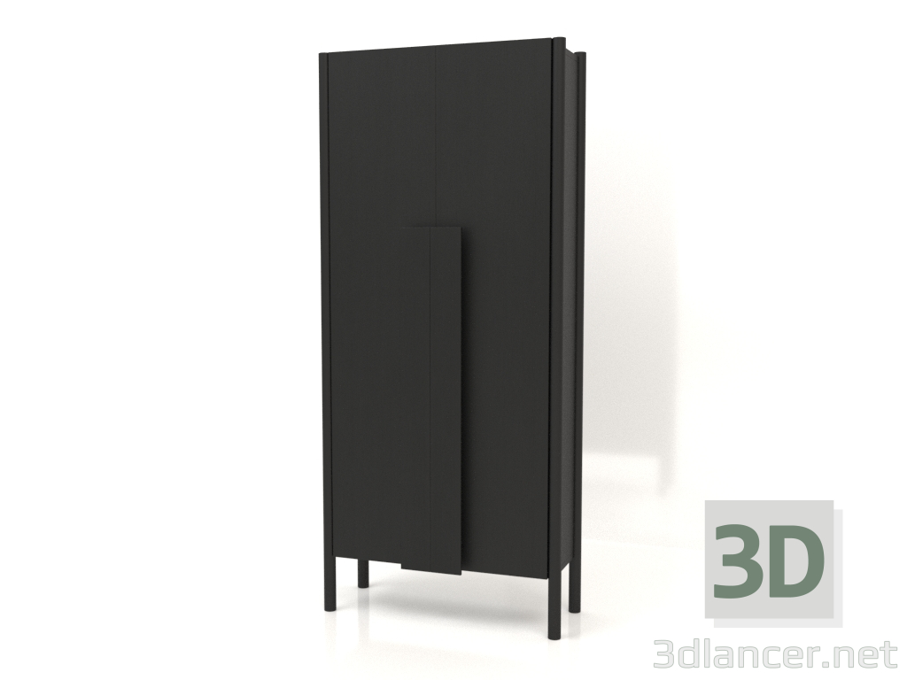 3D Modell Kleiderschrank mit langen Griffen (ohne Rundung) B 01 (800x300x1800, Holz schwarz) - Vorschau