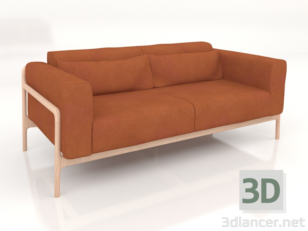 3D modeli kanepe çift açık kahverengi - önizleme