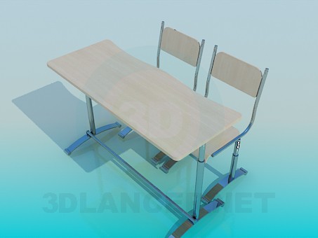 3d model School desk - preview