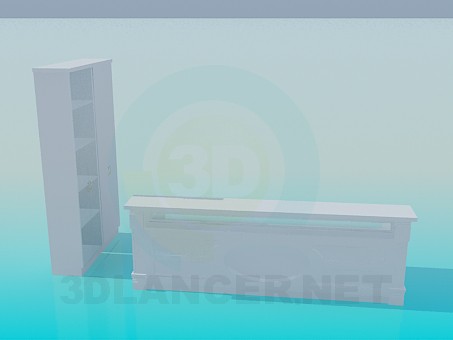 3d model Reception desk and locker - preview
