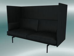 Double sofa with high back Outline (Refine Black Leather, Black)