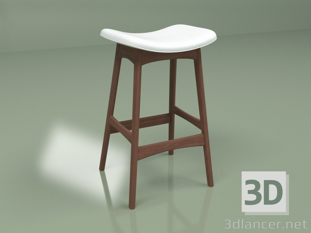 3d model Semi-bar chair Allegra height 67 (solid walnut, white) - preview