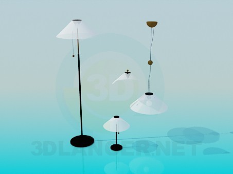 3d модель Торшери і лампи в наборі – превью