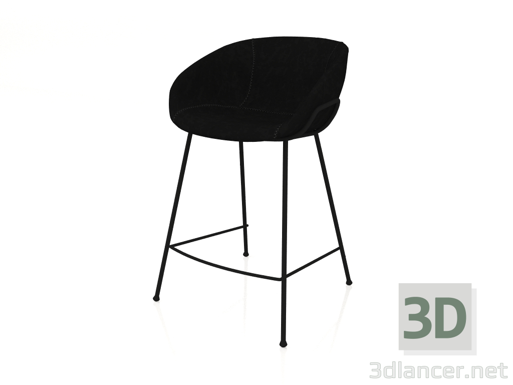 modello 3D Sedia semi-bar Feston 65 cm (Nero) - anteprima