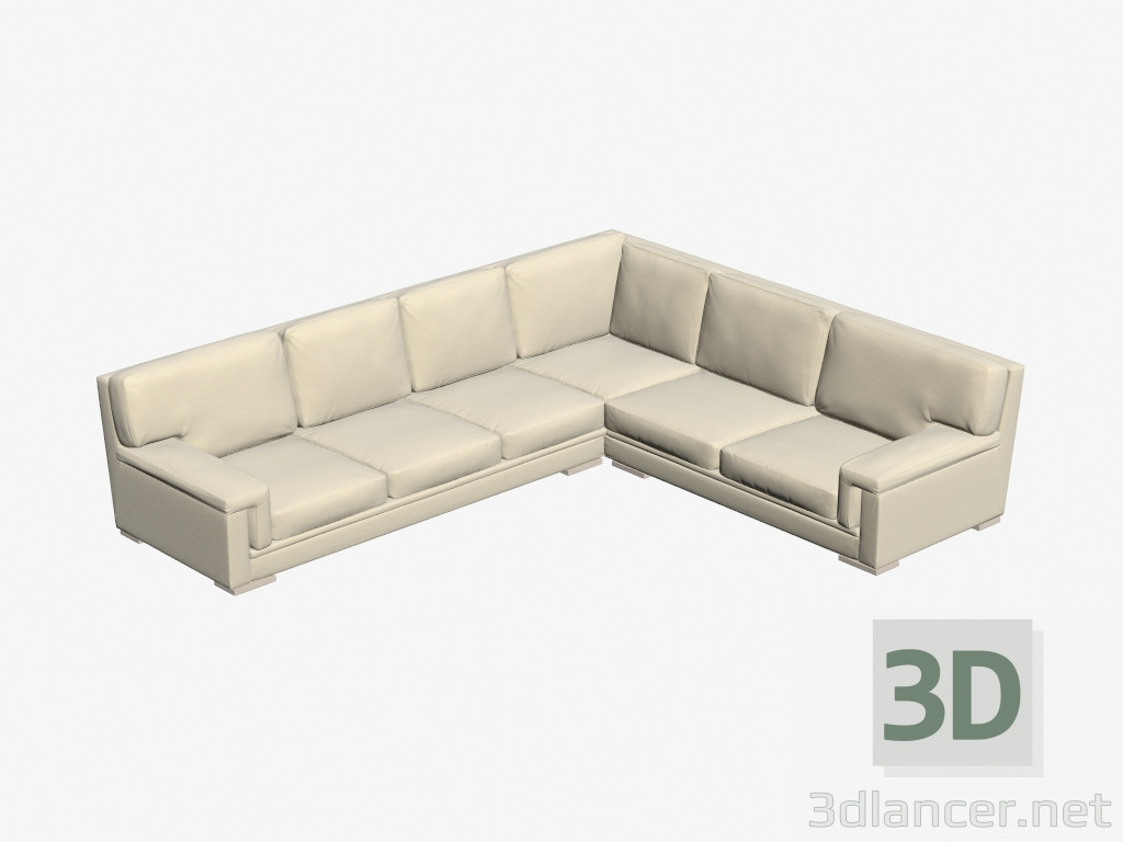 modèle 3D Canapé d'angle modulaire élégant - preview