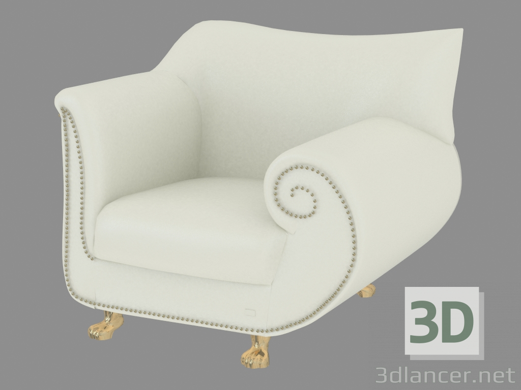 3D Modell Sessel Leder im Art-Deco-Stil A210 - Vorschau