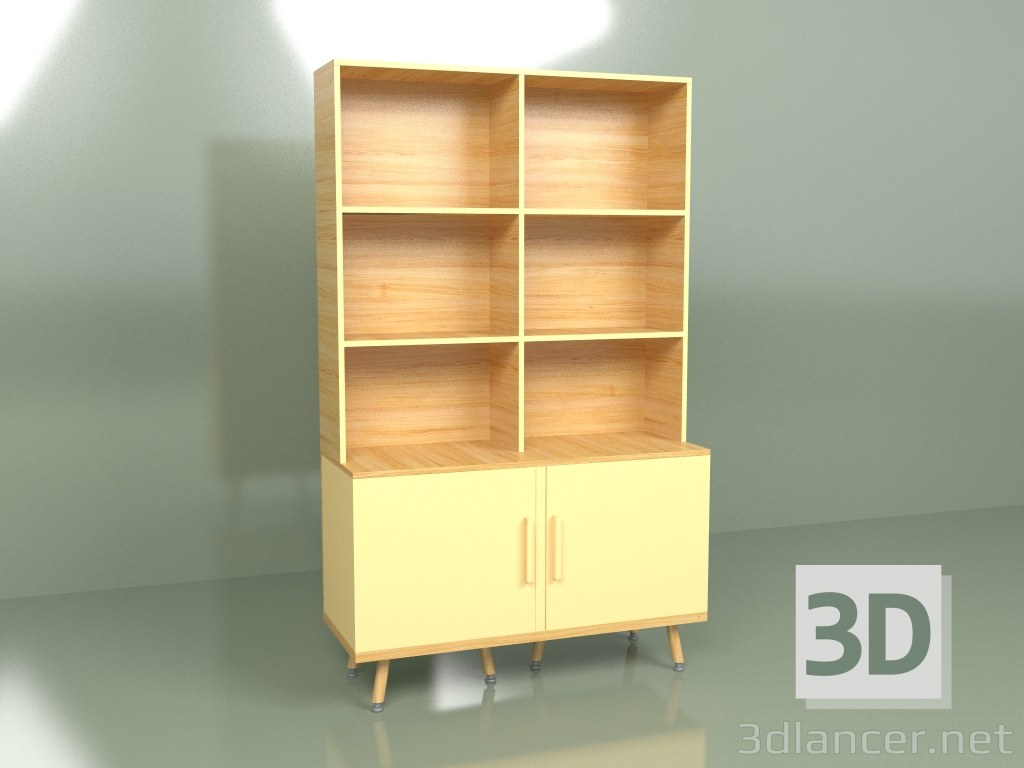 3D modeli Raf ünitesi Woodi (sarı hardal) - önizleme