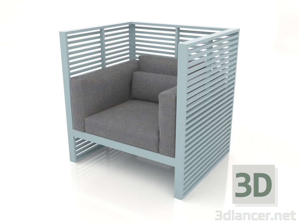 modèle 3D Chaise longue Normando à dossier haut (Bleu gris) - preview