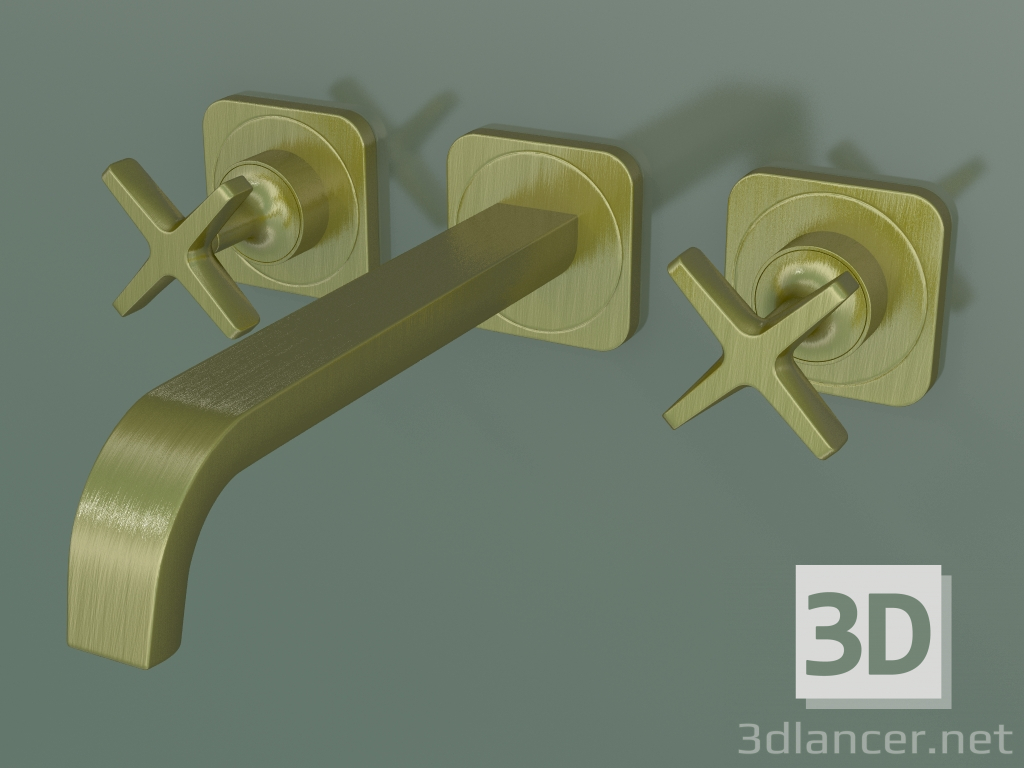 3D Modell 3-Loch-Waschtischmischer für verdeckte Installation (36107950, Messing gebürstet) - Vorschau