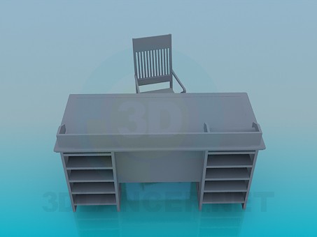 modello 3D Tavolo di lavoro - anteprima