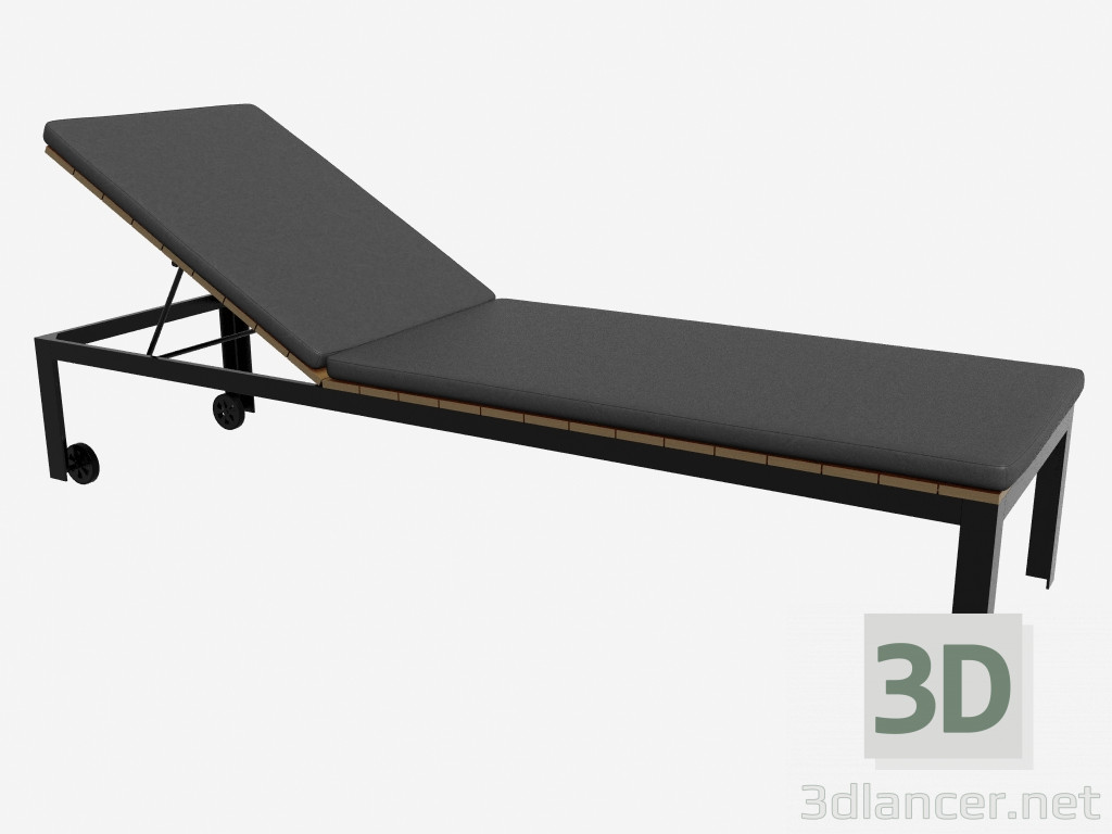 modèle 3D Chaise longue avec revêtement doux (tête surélevée, foncée) - preview