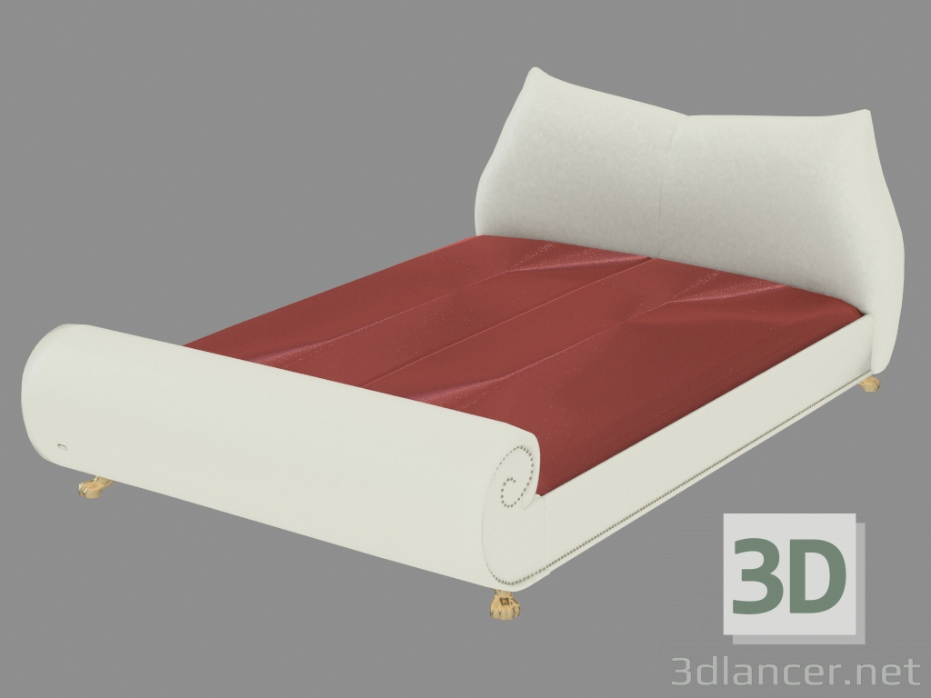 3d модель Ліжко двоспальне з оббивкою зі шкіри W210 – превью