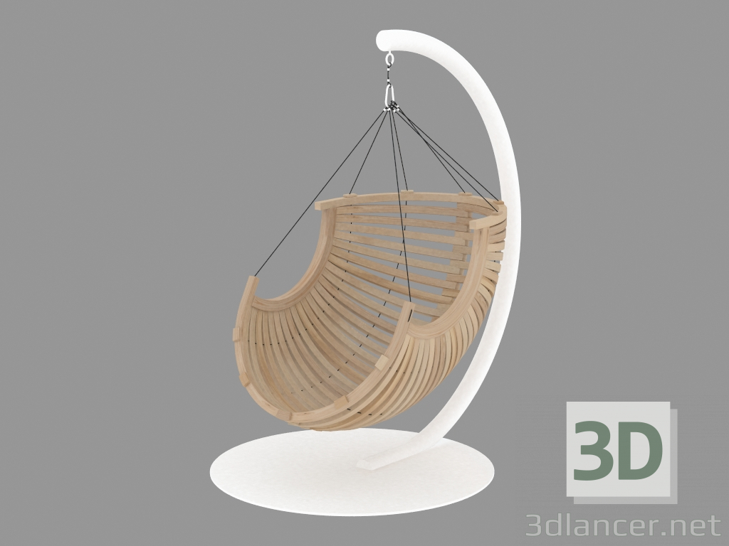 modèle 3D chaise Fauteuil suspendu en bois - preview