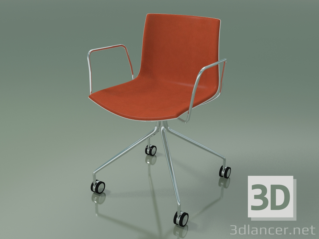 Modelo 3d Cadeira 0462 (4 rodízios, com braços, com acabamento frontal, em polipropileno PO00101) - preview