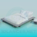 3d model Double bed with stand along the perimeter - preview