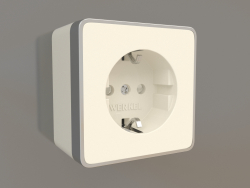 Socket with grounding and shutters (ivory)