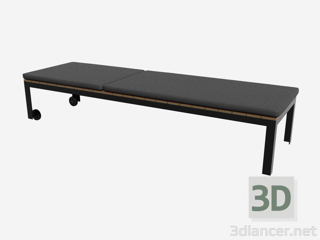 modèle 3D Chaise longue avec revêtement doux (tête de lit est omis, foncé) - preview