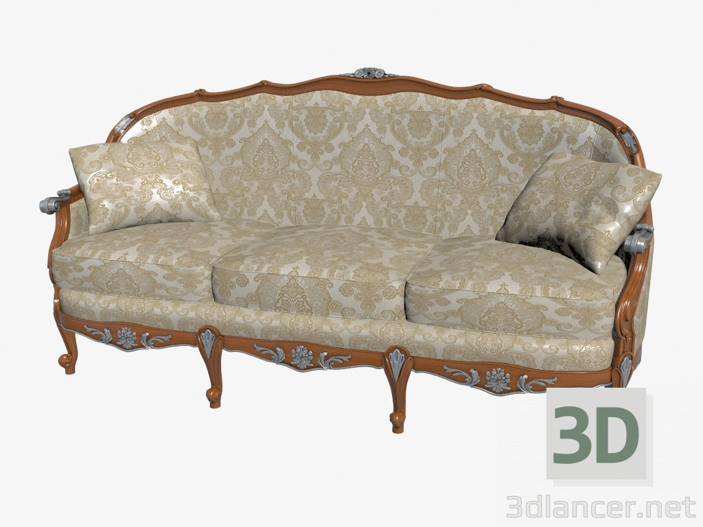 modèle 3D canapé triple classique - preview