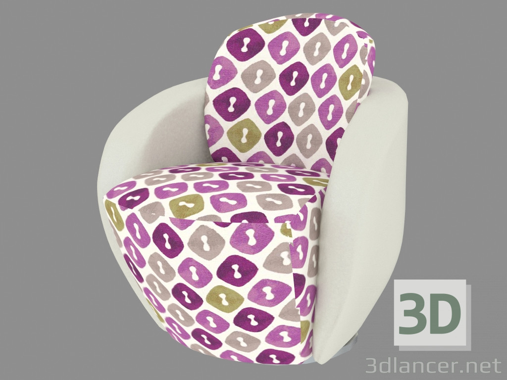 3d модель Кресло с комбинированной обивкой Фиджи – превью