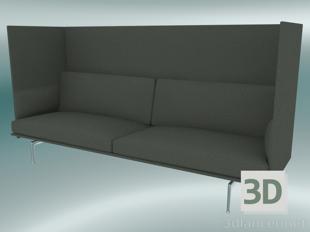 modello 3D Divano triplo con schienale alto Outline (Fiord 961, alluminio lucidato) - anteprima