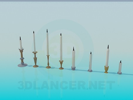 modello 3D Candele in candelieri - anteprima