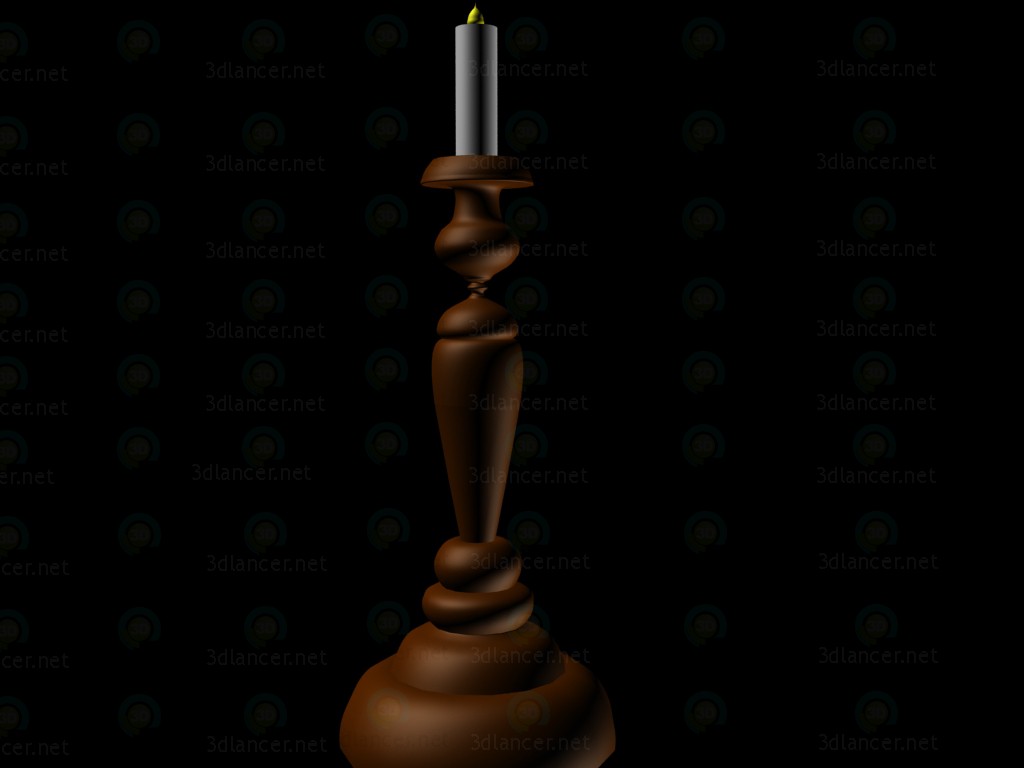 3d model candlestick with candle - preview
