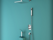 Conjunto de ducha, cuadro minimalista , en material cromados
