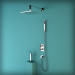 3d model Conjunto de ducha, cuadro minimalista , en material cromados - vista previa