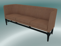 Triple sofa Mayor (AJ5, H 82cm, 62x200cm, Black stained oak, Leather - Cognac Silk)