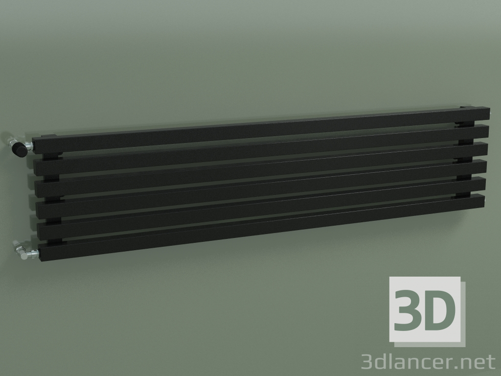 3d model Radiador horizontal RETTA (6 secciones 1500 mm 40x40, negro brillante) - vista previa