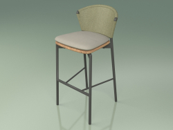 Bar stool 050 (Olive, Metal Smoke, Teak)