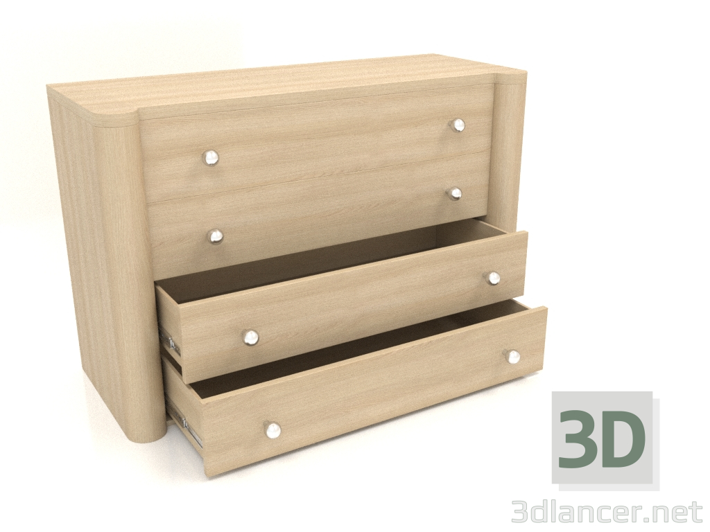 3d model Chest of drawers TM 021 (open) (1210x480x810, wood white) - preview