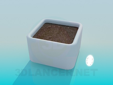 modello 3D Vaso quadrato per piante con terreno - anteprima