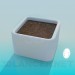 modèle 3D Pot carré pour plantes avec de la terre - preview