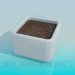 3d model Square pot for plants with soil - preview