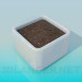 3d model Square pot for plants with soil - preview