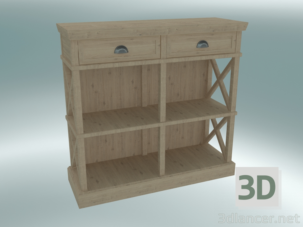 3d model Cambridge document cabinet with 2 drawers small (Gray Oak) - preview
