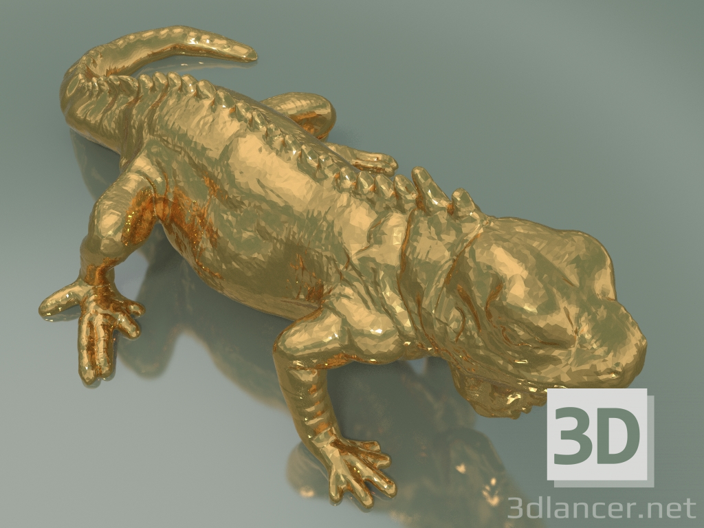 3D modeli Dekor Elemanı Seramik Igua (Altın) - önizleme