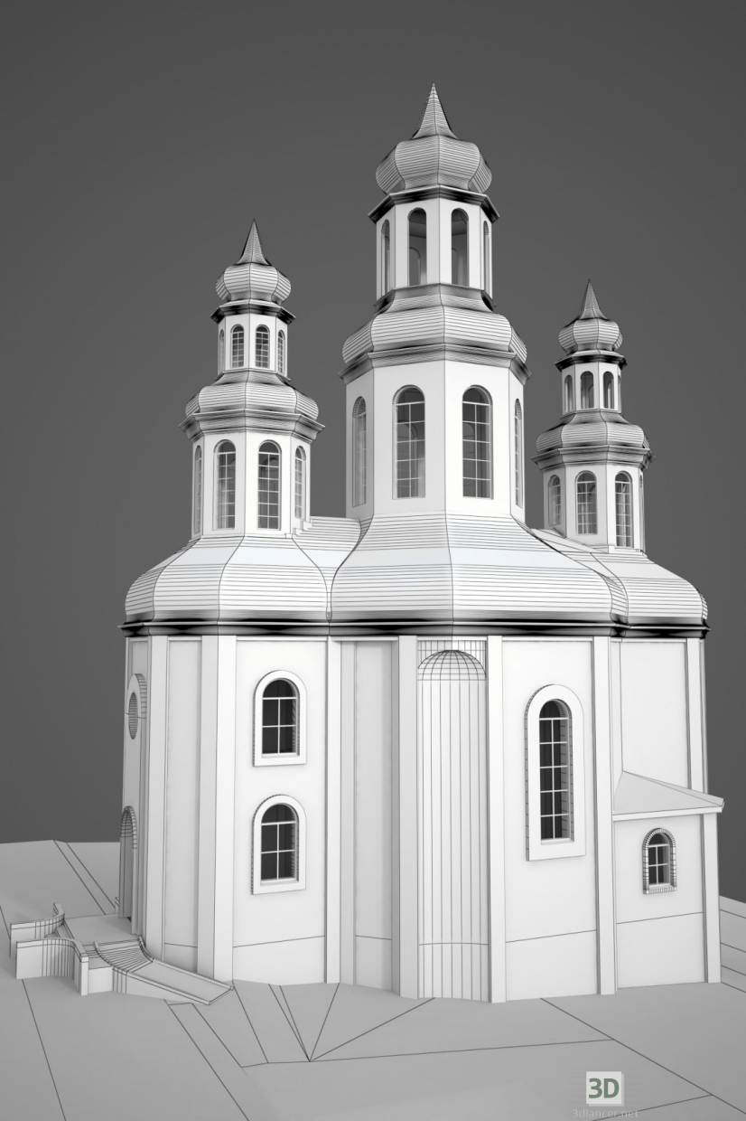 3d Церковь православная модель купить - ракурс
