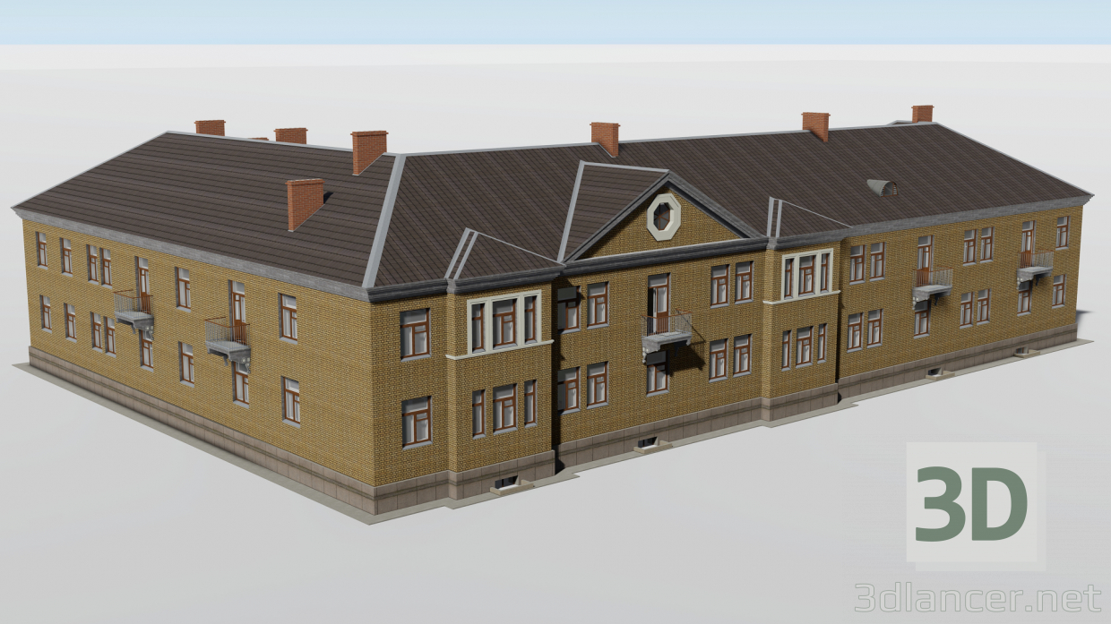 Edificio de dos pisos en esquina 1-353-8 3D modelo Compro - render