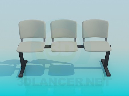 modello 3D Panchina con sedili singoli - anteprima
