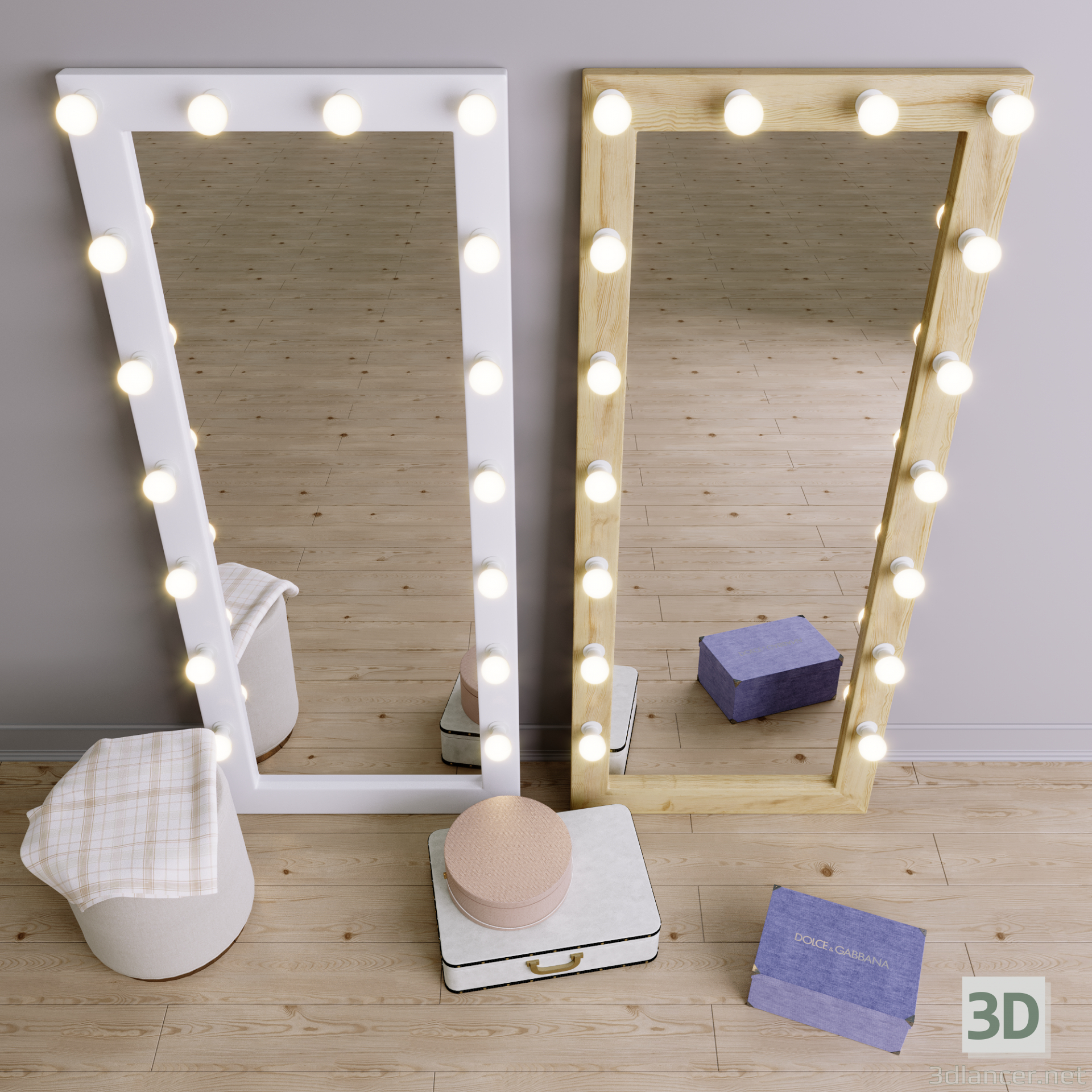 Espejo de maquillaje de piso 3D modelo Compro - render