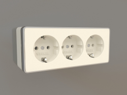 Triple socket with grounding (ivory)