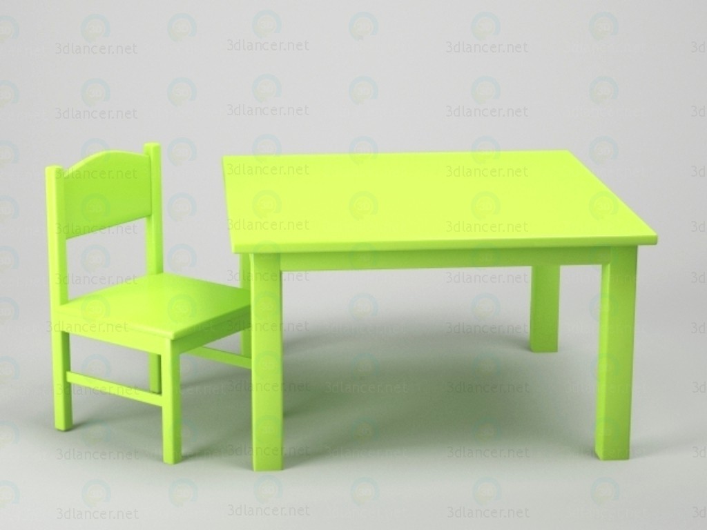 3 डी मॉडल तालिका + कुर्सी - पूर्वावलोकन