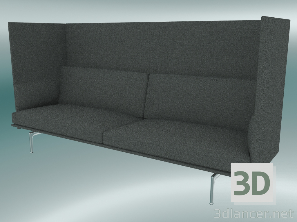 modèle 3D Canapé triple avec dossier haut (Remix 163, aluminium poli) - preview