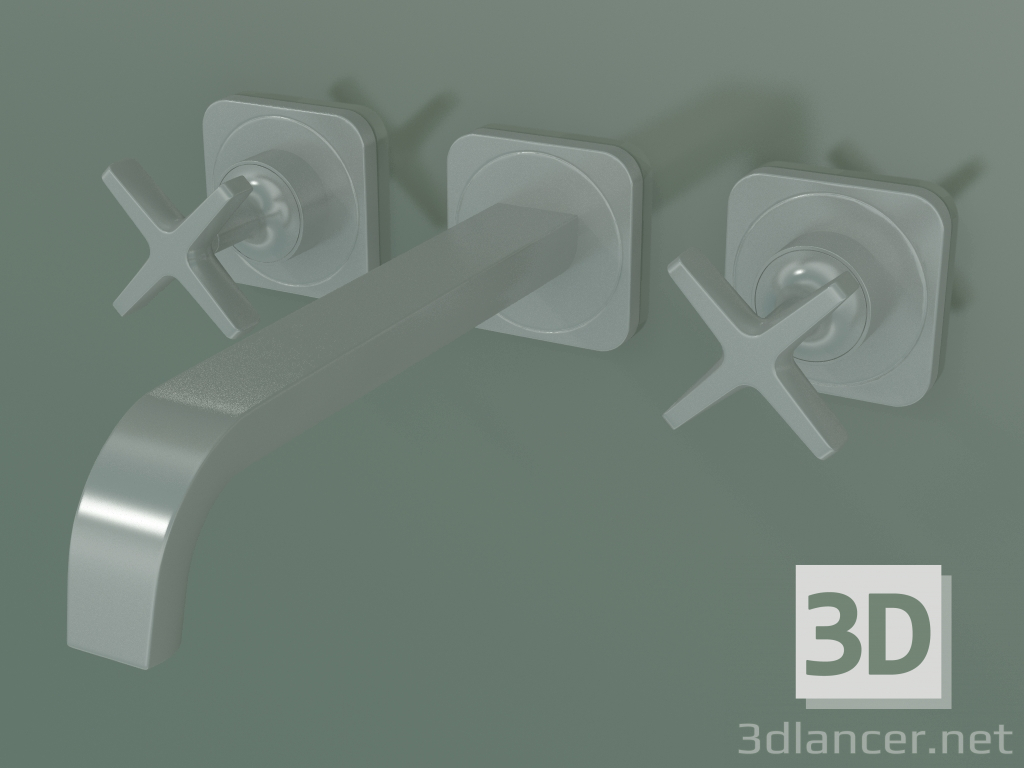 3D Modell 3-Loch-Waschtischmischer für verdeckte Installation (36107800, Edelstahloptik) - Vorschau