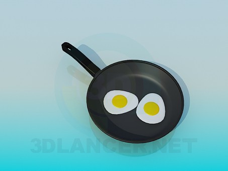 3d model Pan with fried eggs - preview