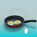 3d model Pan with fried eggs - preview
